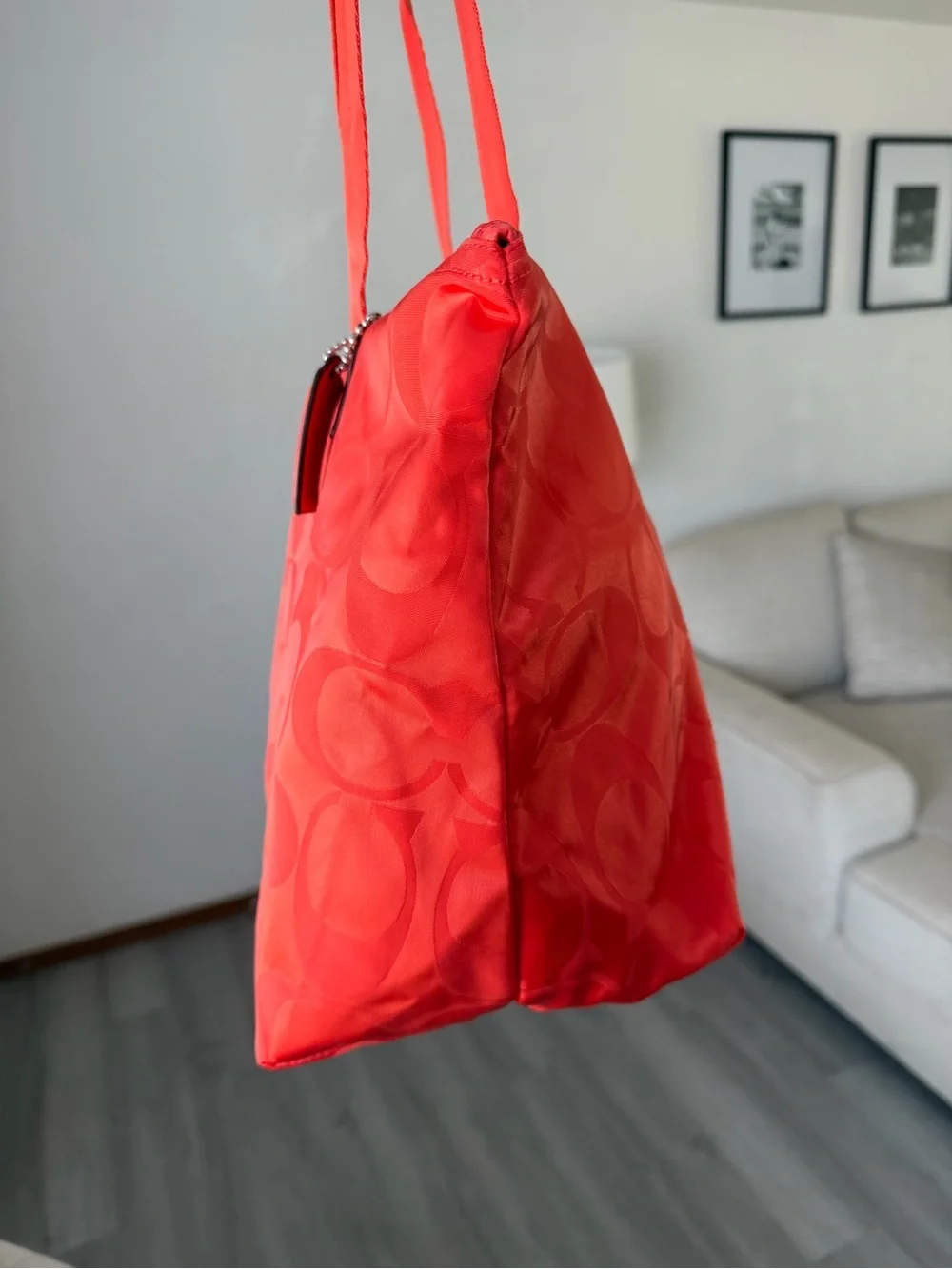 Coach Weekender Red Orange Tote Bag with Zip Pouch